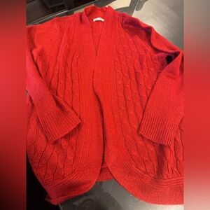 Jason Maxwell Vibrant Red Cable Knit Cardigan
